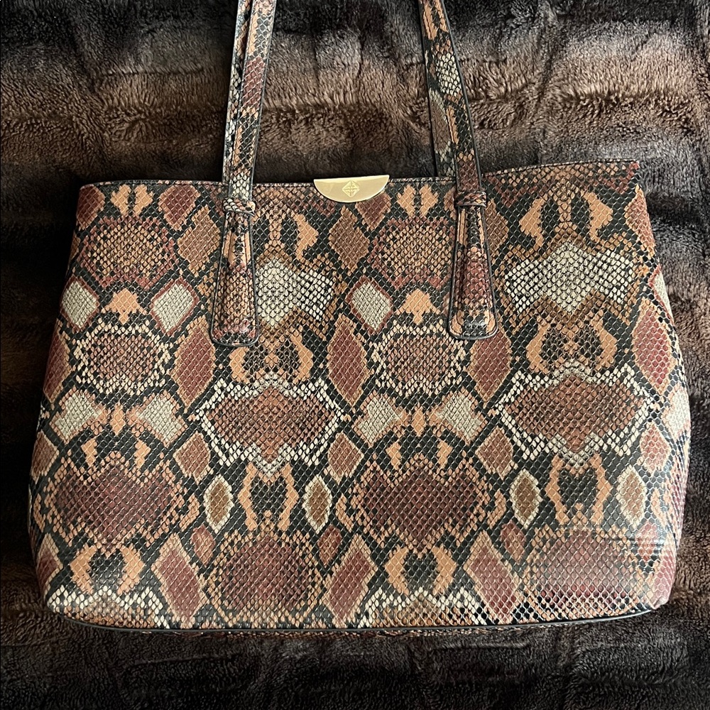 ANTONIO MELANI Brown Snakeskin Print Tote